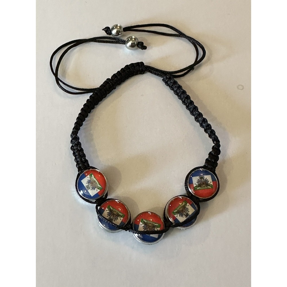 Santo Domingo Dominican Macrame Bracelet Handmade Adjustable Black Multicolor